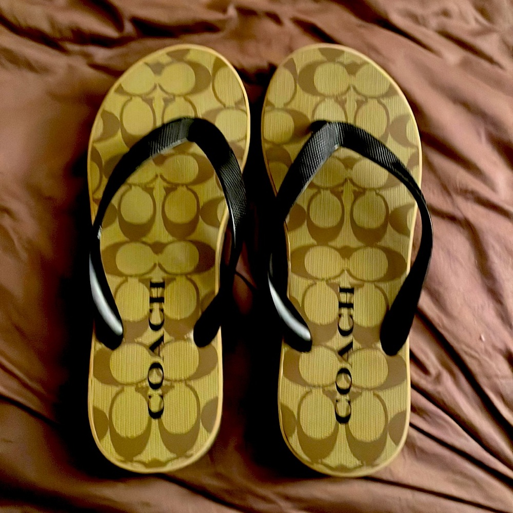 Coach platform flip flops